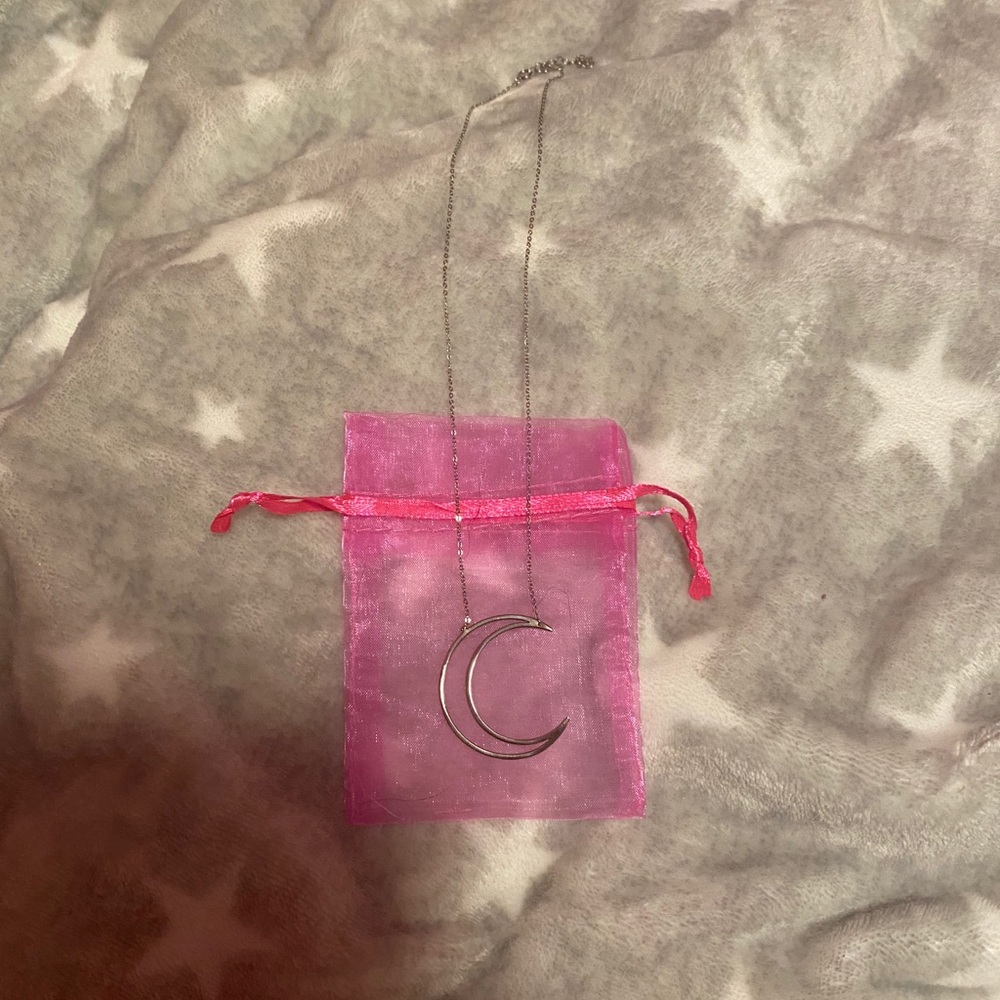 Silver JewelErry open moon necklace